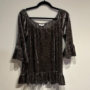 Beach‎ Lunch Lounge Crushed Velvet Grey Top Size Large